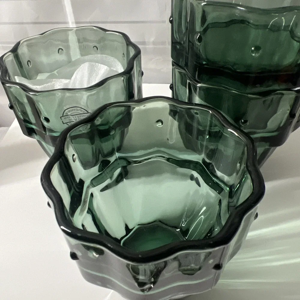 CACTUS 4 Stacking Glasses CUPS Green Unique Drinking Nesting